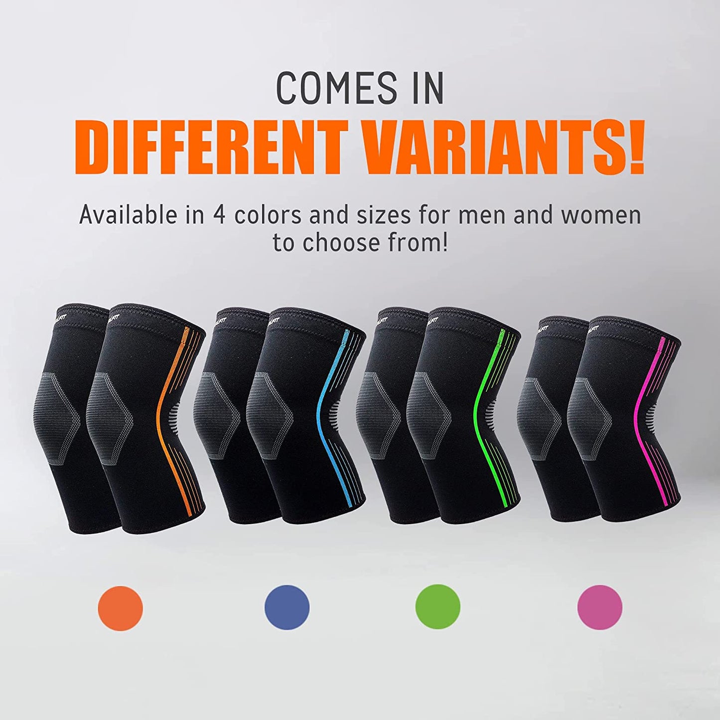 ® - Compression Knee Sleeves, Medical - Grade Knee Compression Sleeve Women and Men for Crossfit to Reduce Knee Pain In, Weightlifting, and Gym Knee Support, Orange, Small, Pack of 2 - WalkerTFitness