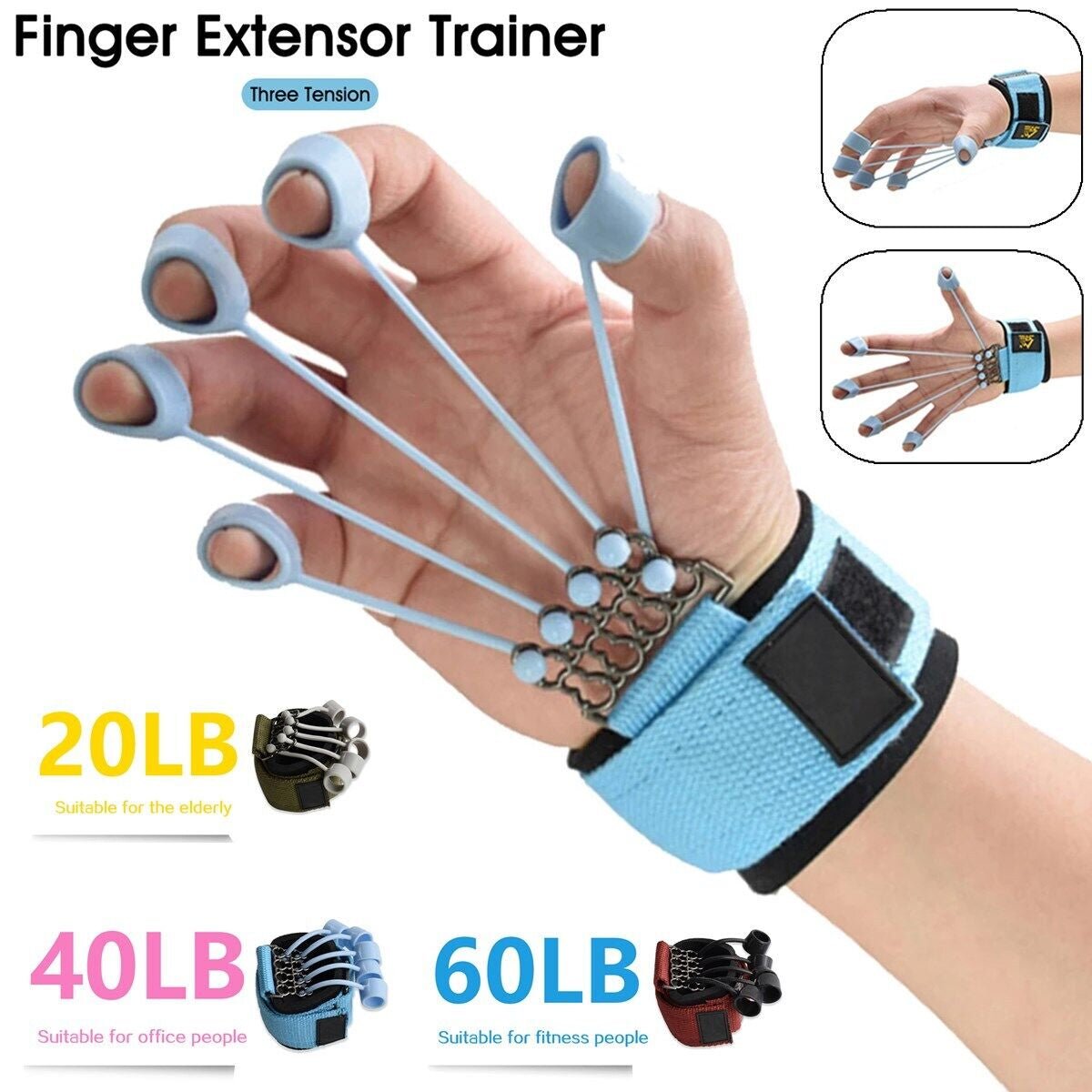 Hand Resistance Bands Finger Stretcher Extensor Exerciser Grip Strengthener US - WalkerTFitness