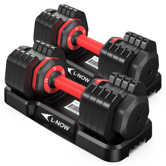 110LB Adjustable Dumbbells with High Quality Tray 15Lb to 55Lb Adjustable Dumbbell for Home Gym Exercise Equipment - WalkerTFitness