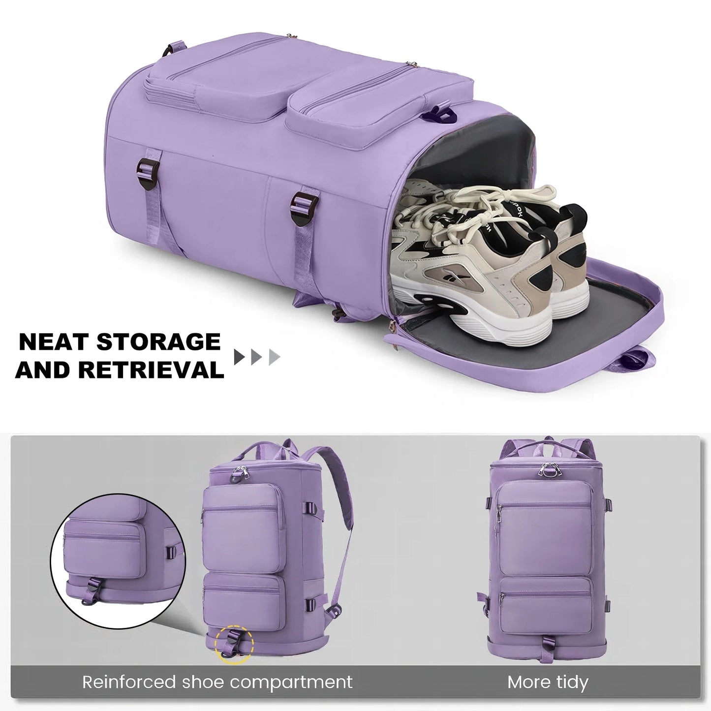 Duffle Bag Gym Bags Waterproof Sports Duffel Bags Travel Weekender Bag for Men Women Overnight Bag with Shoes Compartment - WalkerTFitness