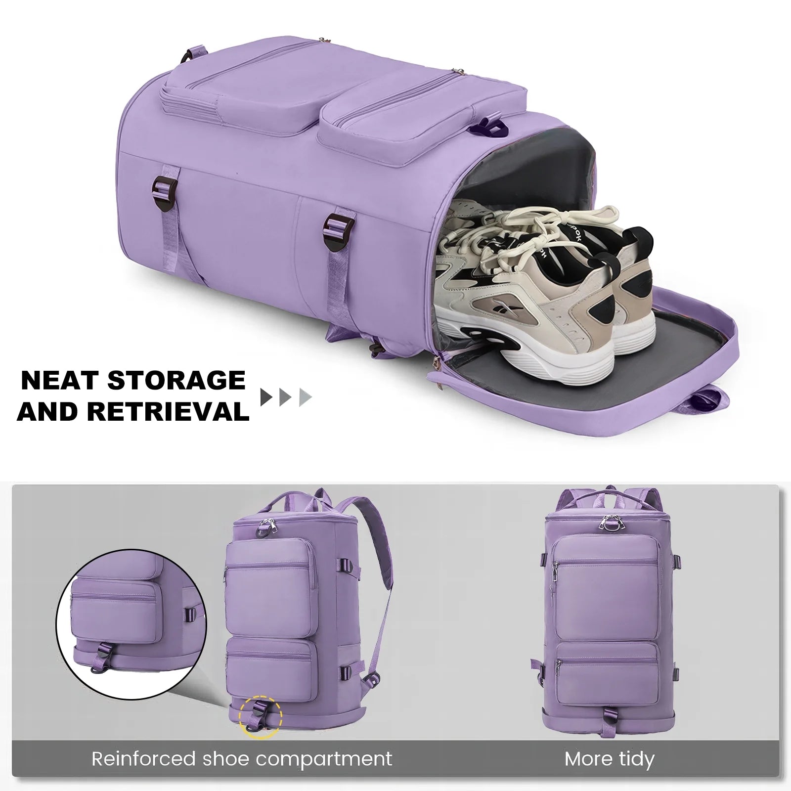 Duffle Bag Gym Bags Waterproof Sports Duffel Bags Travel Weekender Bag for Men Women Overnight Bag with Shoes Compartment - WalkerTFitness