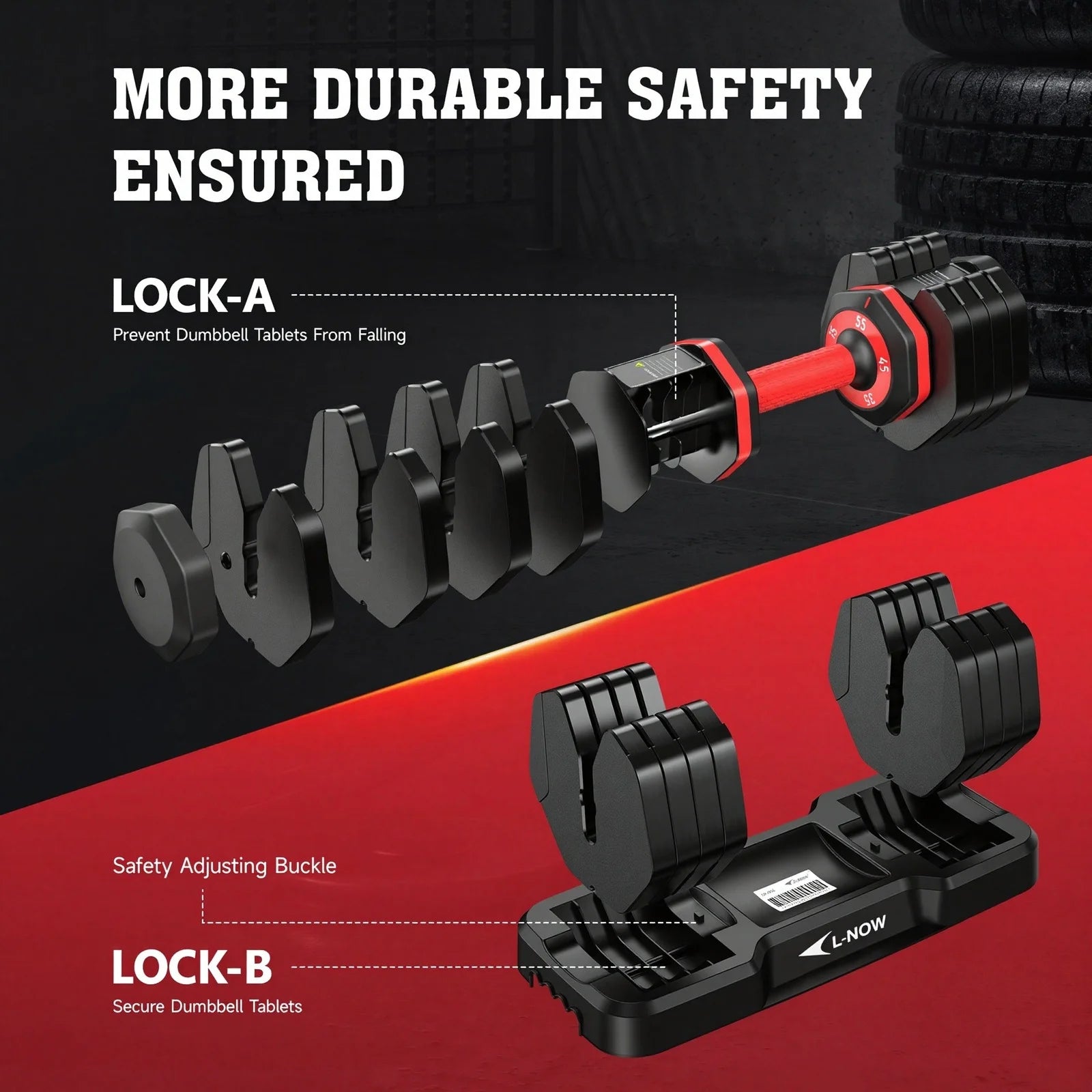 110LB Adjustable Dumbbells with High Quality Tray 15Lb to 55Lb Adjustable Dumbbell for Home Gym Exercise Equipment - WalkerTFitness