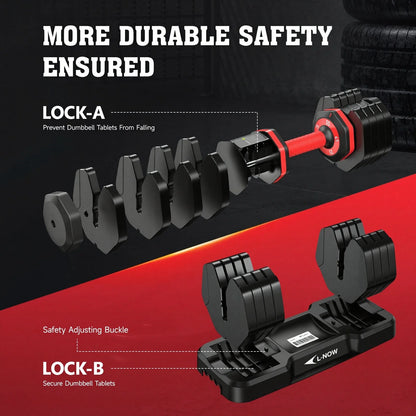 110LB Adjustable Dumbbells with High Quality Tray 15Lb to 55Lb Adjustable Dumbbell for Home Gym Exercise Equipment - WalkerTFitness