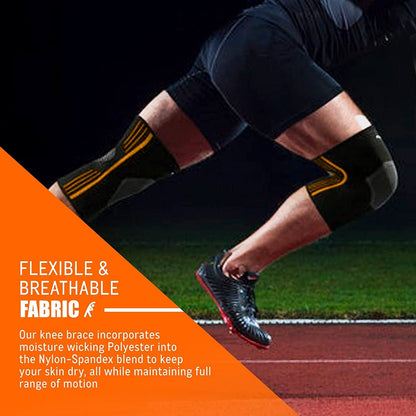 ® - Compression Knee Sleeves, Medical - Grade Knee Compression Sleeve Women and Men for Crossfit to Reduce Knee Pain In, Weightlifting, and Gym Knee Support, Orange, Small, Pack of 2 - WalkerTFitness