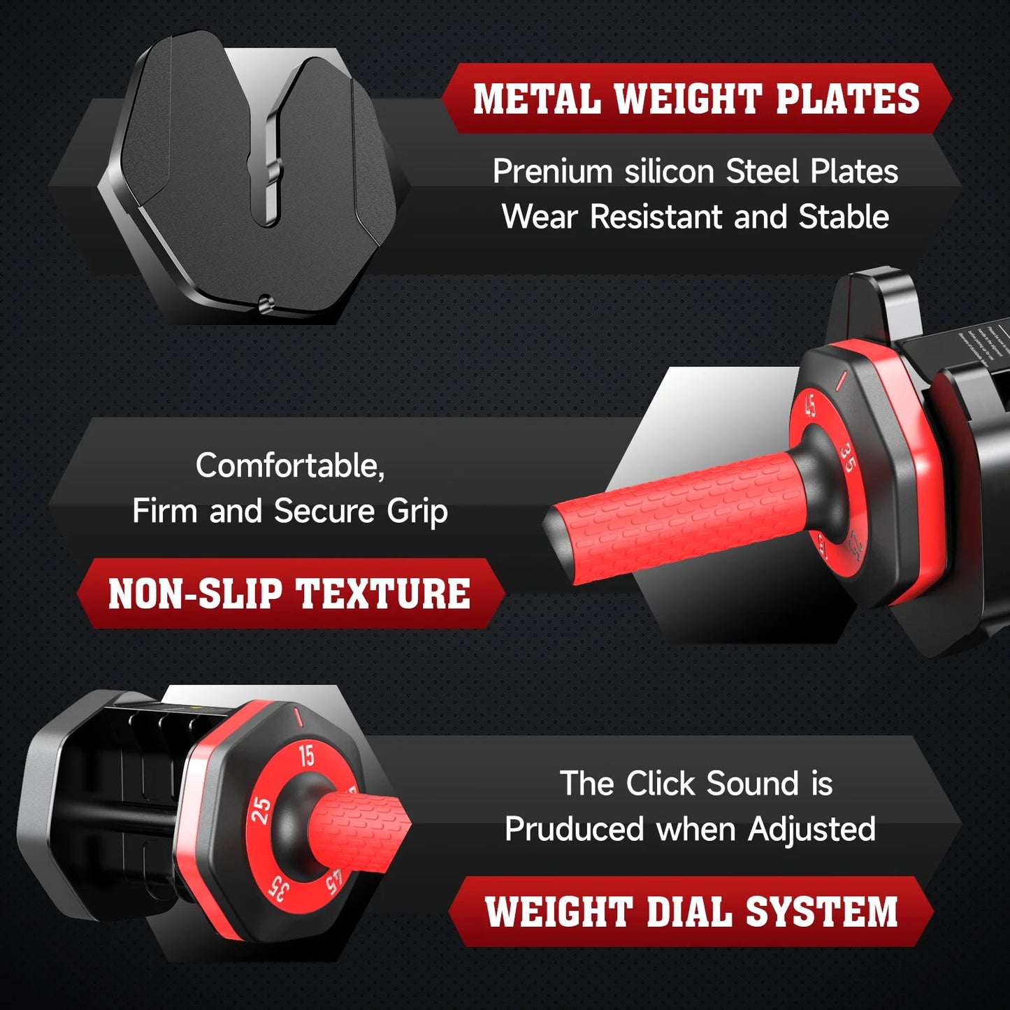 110LB Adjustable Dumbbells with High Quality Tray 15Lb to 55Lb Adjustable Dumbbell for Home Gym Exercise Equipment - WalkerTFitness