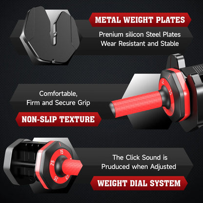 110LB Adjustable Dumbbells with High Quality Tray 15Lb to 55Lb Adjustable Dumbbell for Home Gym Exercise Equipment - WalkerTFitness