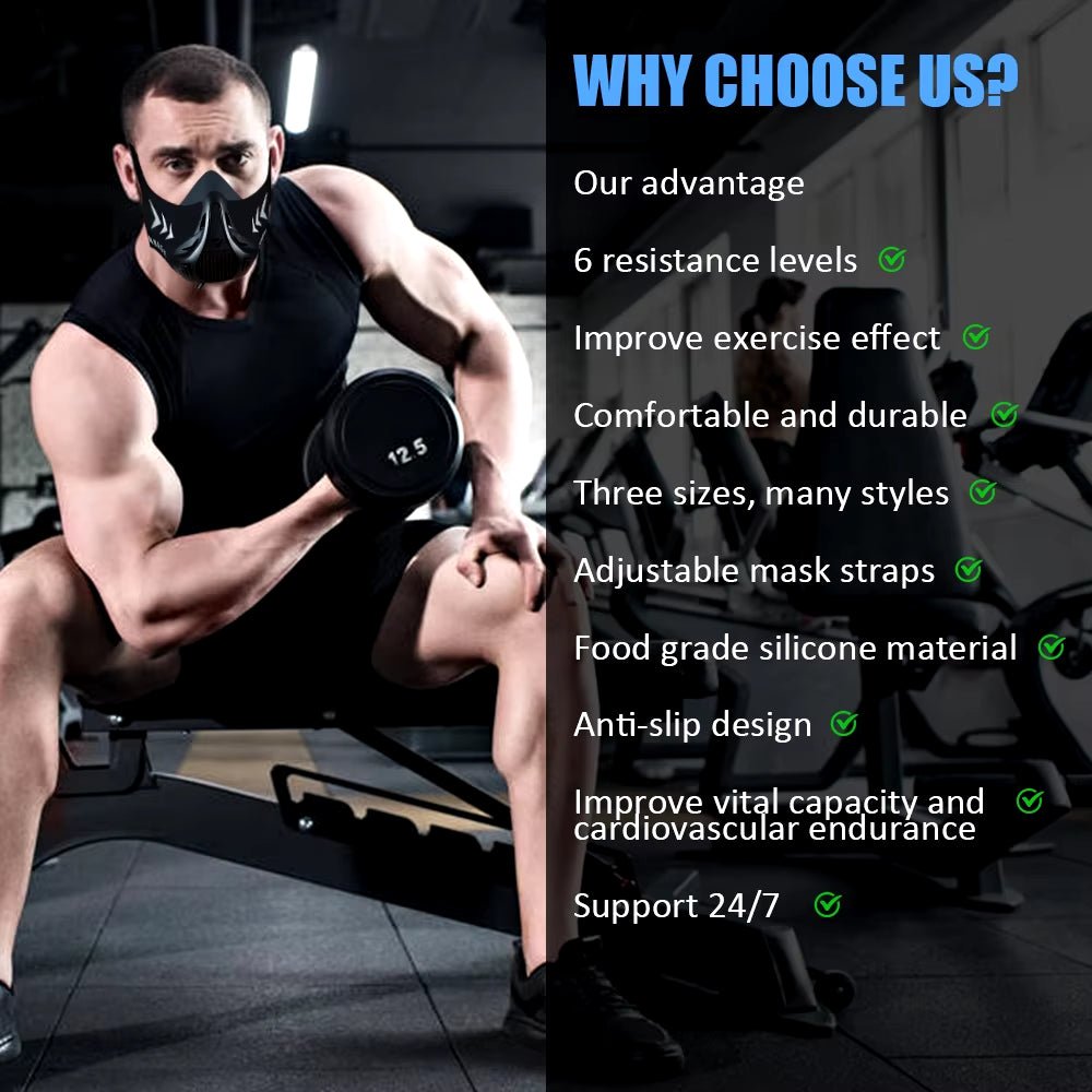 MMA Cardio Workout 3.0 Running Resistance Elevation Endurance Mask for Riding Face Fitness High Altitude Training Sports Mask - WalkerTFitness