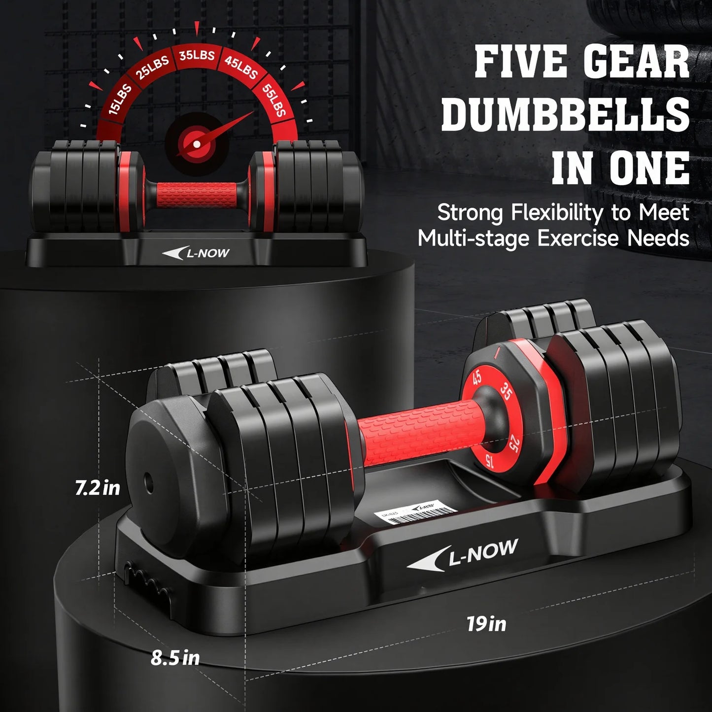 110LB Adjustable Dumbbells with High Quality Tray 15Lb to 55Lb Adjustable Dumbbell for Home Gym Exercise Equipment - WalkerTFitness