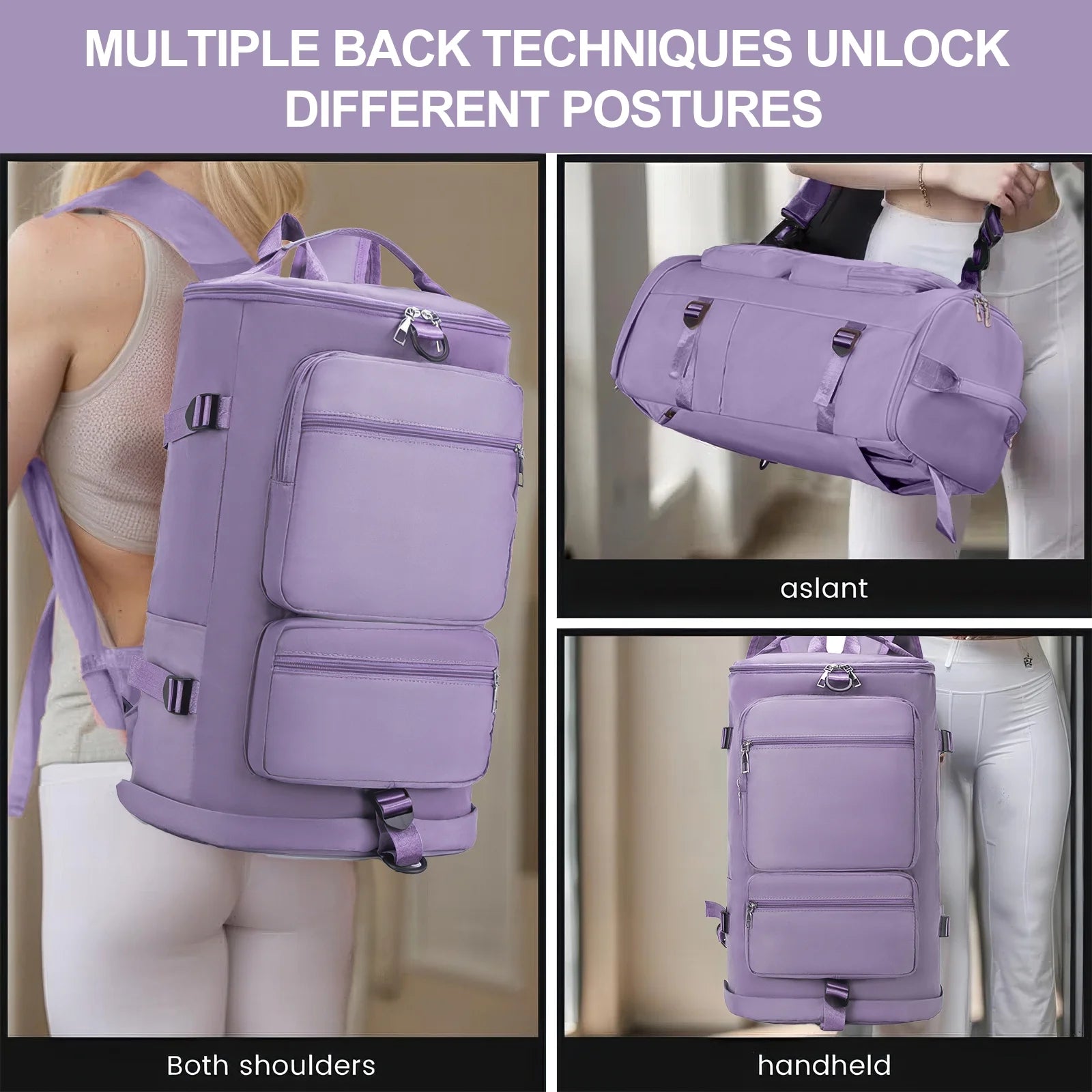 Duffle Bag Gym Bags Waterproof Sports Duffel Bags Travel Weekender Bag for Men Women Overnight Bag with Shoes Compartment - WalkerTFitness