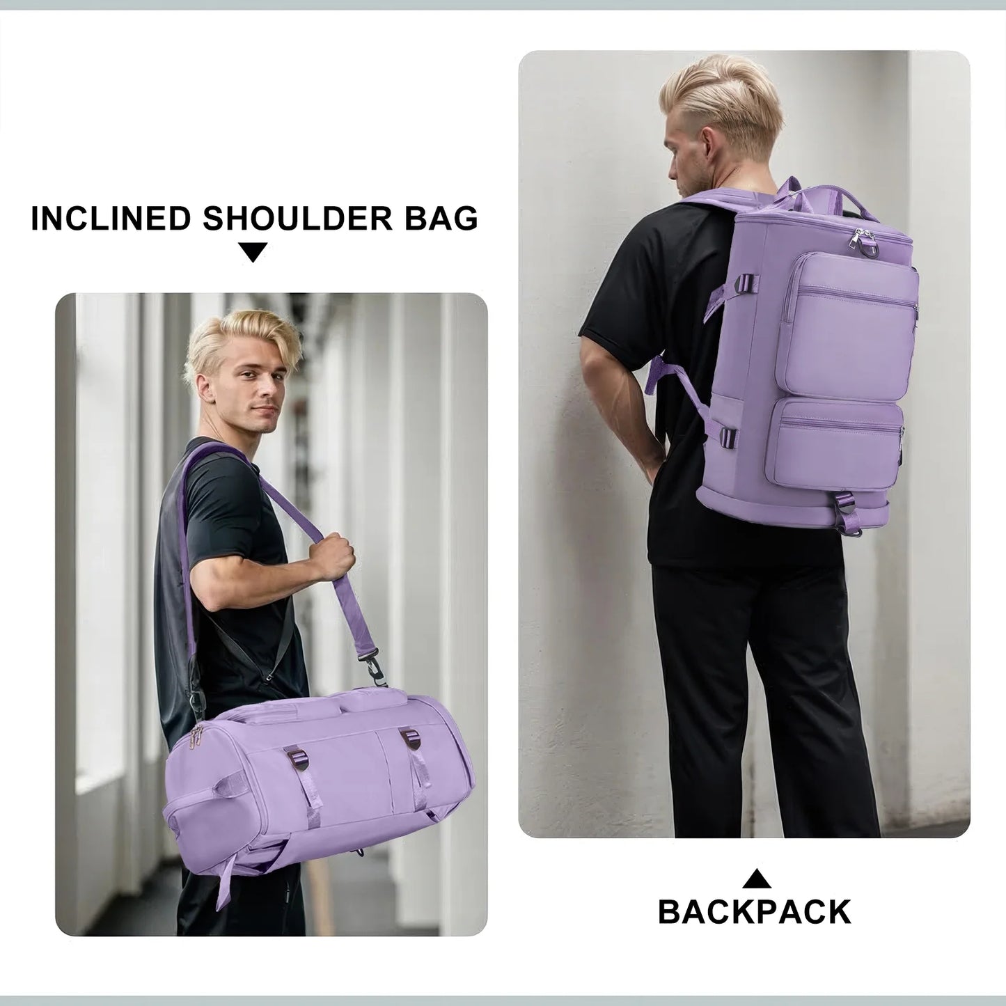 Duffle Bag Gym Bags Waterproof Sports Duffel Bags Travel Weekender Bag for Men Women Overnight Bag with Shoes Compartment - WalkerTFitness