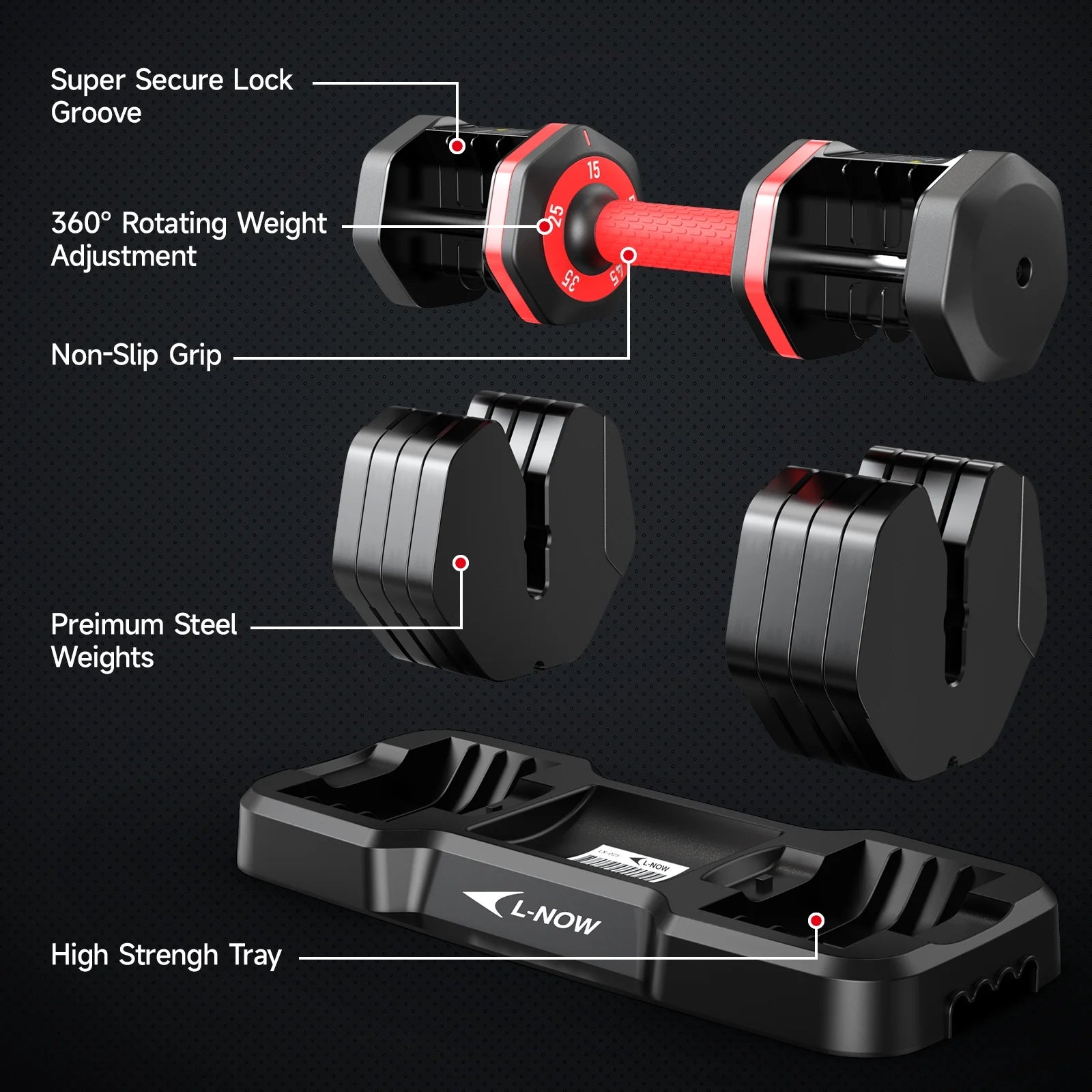 110LB Adjustable Dumbbells with High Quality Tray 15Lb to 55Lb Adjustable Dumbbell for Home Gym Exercise Equipment - WalkerTFitness