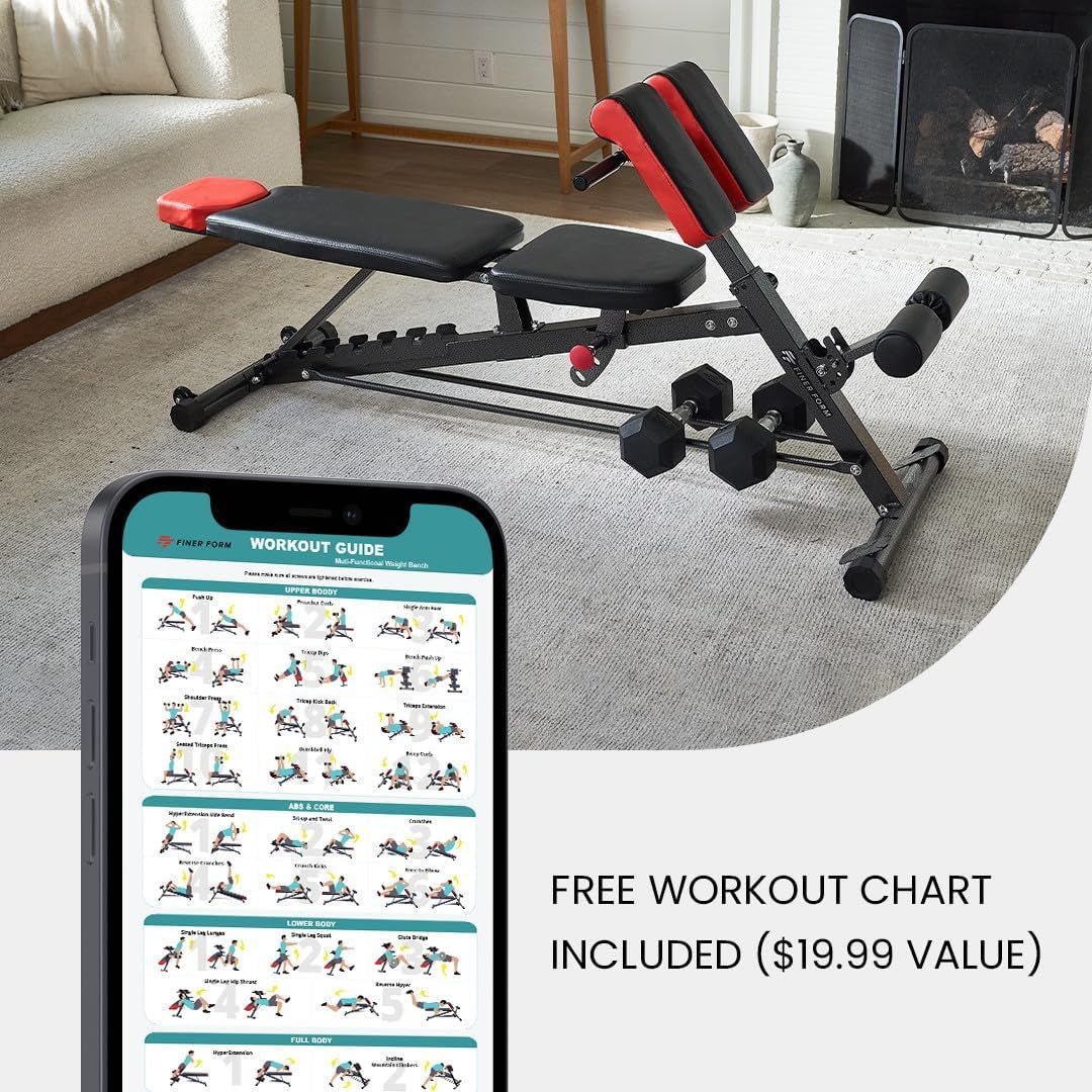 Multi - Functional FID Weight Bench for Full All - In - One Body Workout – Hyper Back Extension, Roman Chair, Adjustable Ab Sit up Bench, Incline Decline Bench, Flat Bench - WalkerTFitness