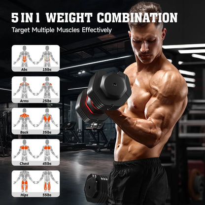 110LB Adjustable Dumbbells with High Quality Tray 15Lb to 55Lb Adjustable Dumbbell for Home Gym Exercise Equipment - WalkerTFitness