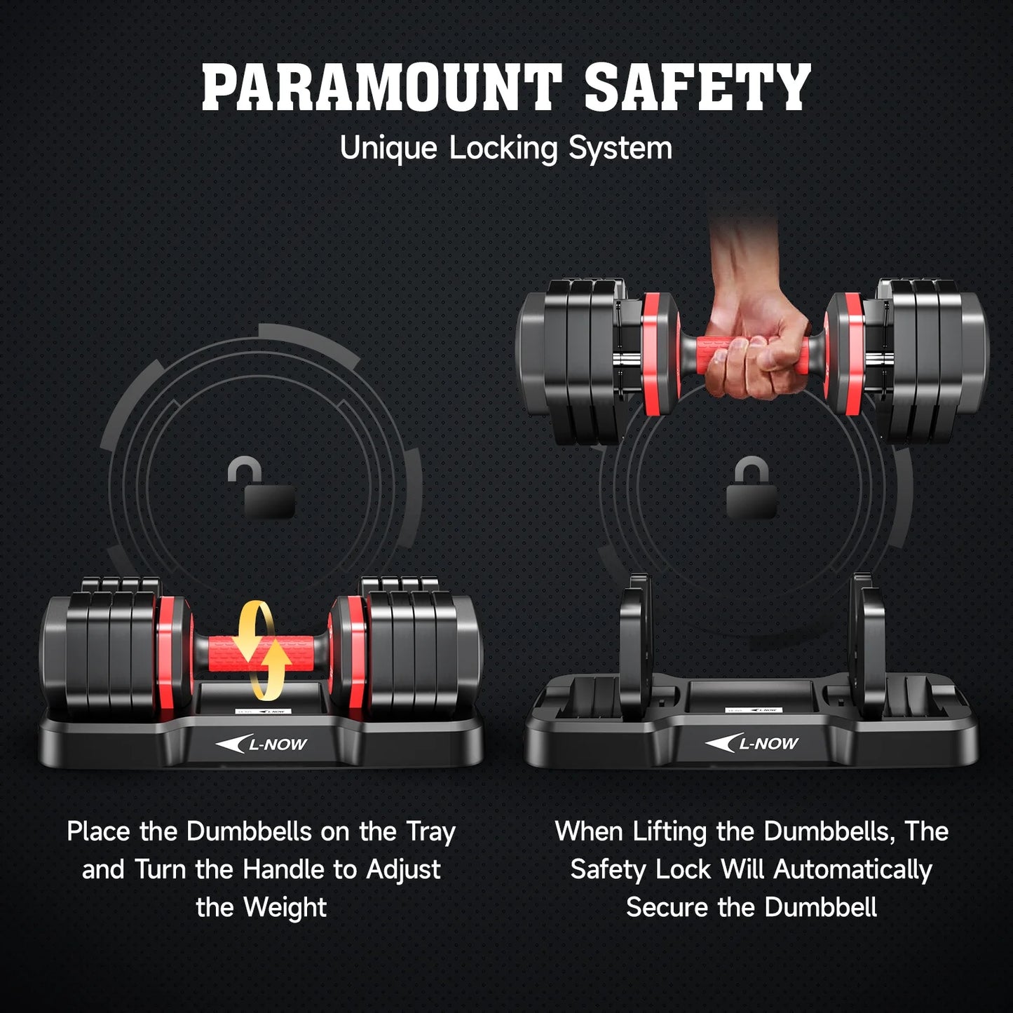 110LB Adjustable Dumbbells with High Quality Tray 15Lb to 55Lb Adjustable Dumbbell for Home Gym Exercise Equipment - WalkerTFitness