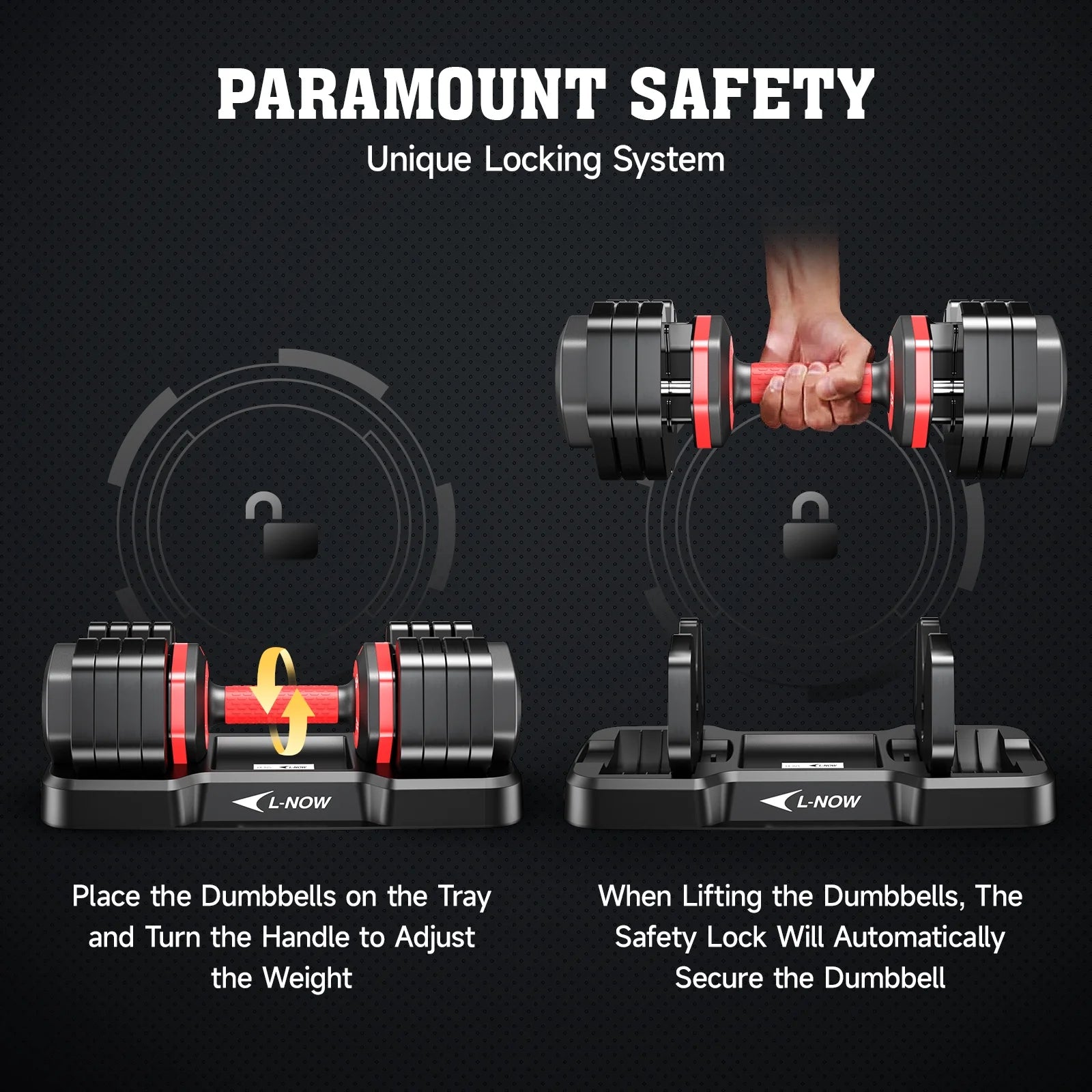 110LB Adjustable Dumbbells with High Quality Tray 15Lb to 55Lb Adjustable Dumbbell for Home Gym Exercise Equipment - WalkerTFitness