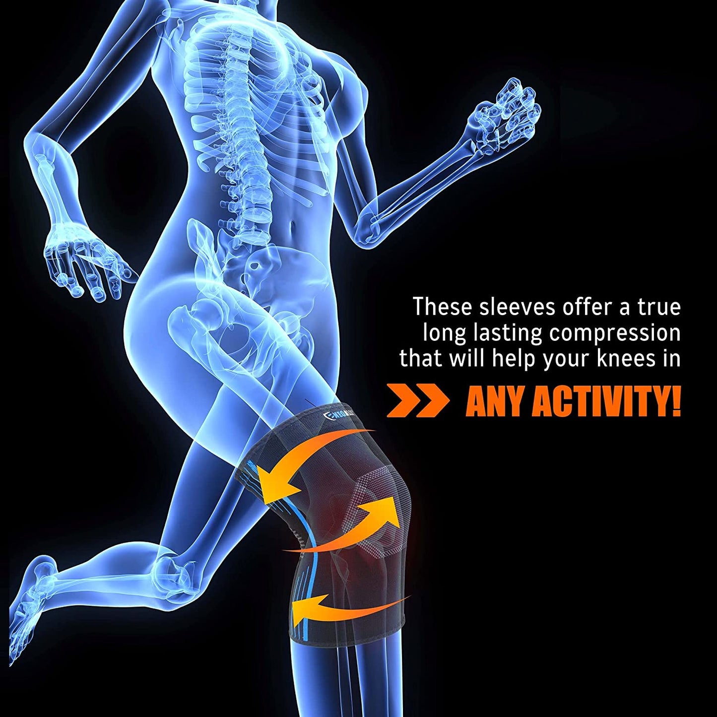 ® - Compression Knee Sleeves, Medical - Grade Knee Compression Sleeve Women and Men for Crossfit to Reduce Knee Pain In, Weightlifting, and Gym Knee Support, Orange, Small, Pack of 2 - WalkerTFitness