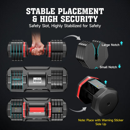 110LB Adjustable Dumbbells with High Quality Tray 15Lb to 55Lb Adjustable Dumbbell for Home Gym Exercise Equipment - WalkerTFitness