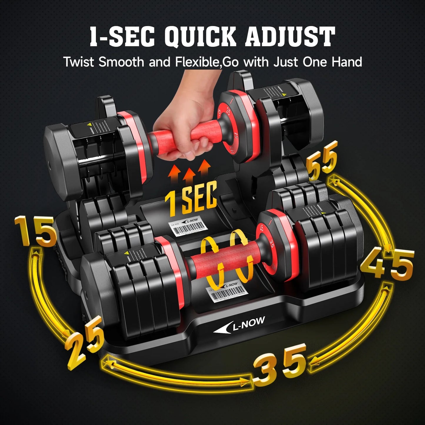 110LB Adjustable Dumbbells with High Quality Tray 15Lb to 55Lb Adjustable Dumbbell for Home Gym Exercise Equipment - WalkerTFitness